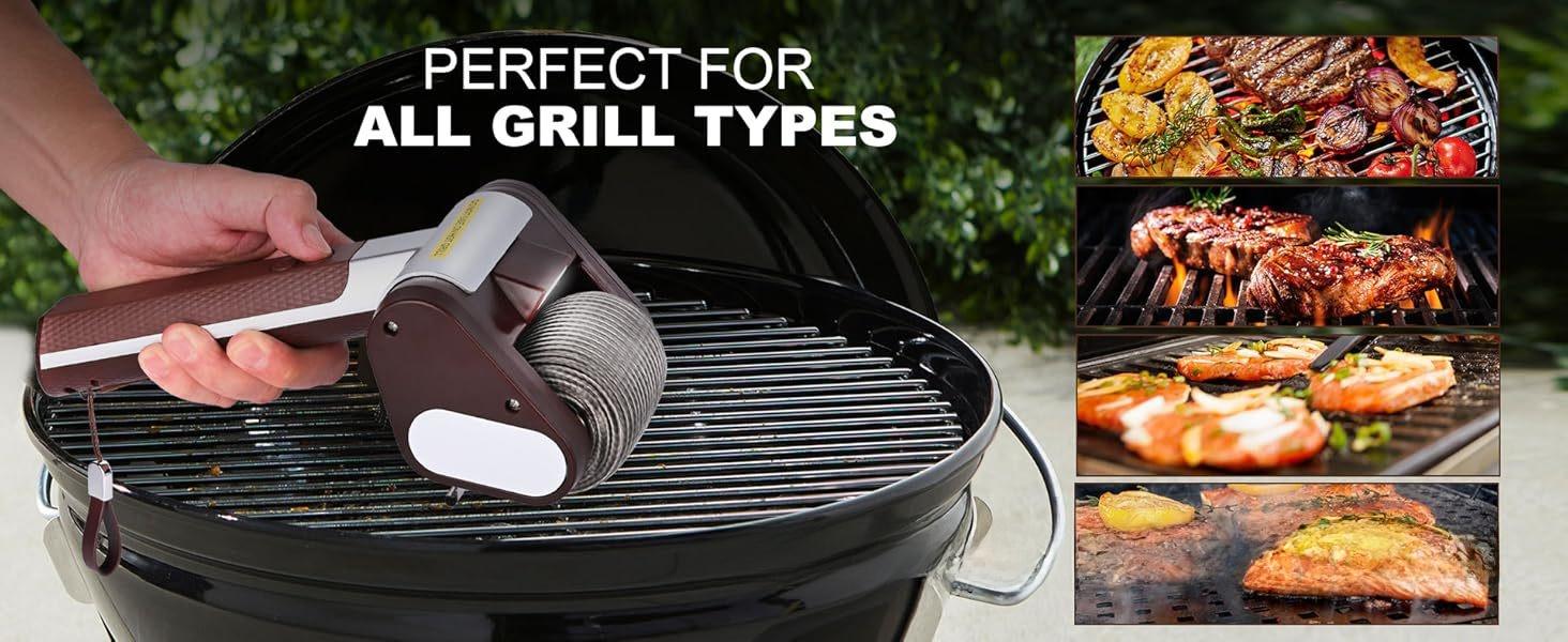 Outdoor Barbecue Grill Special Barbecue Brush with Led Lighting, Electric Cleaning Brush, Stainless Steel Roller, Anti-Scalding, Wholesale Cordless High-Torque Impact Drill