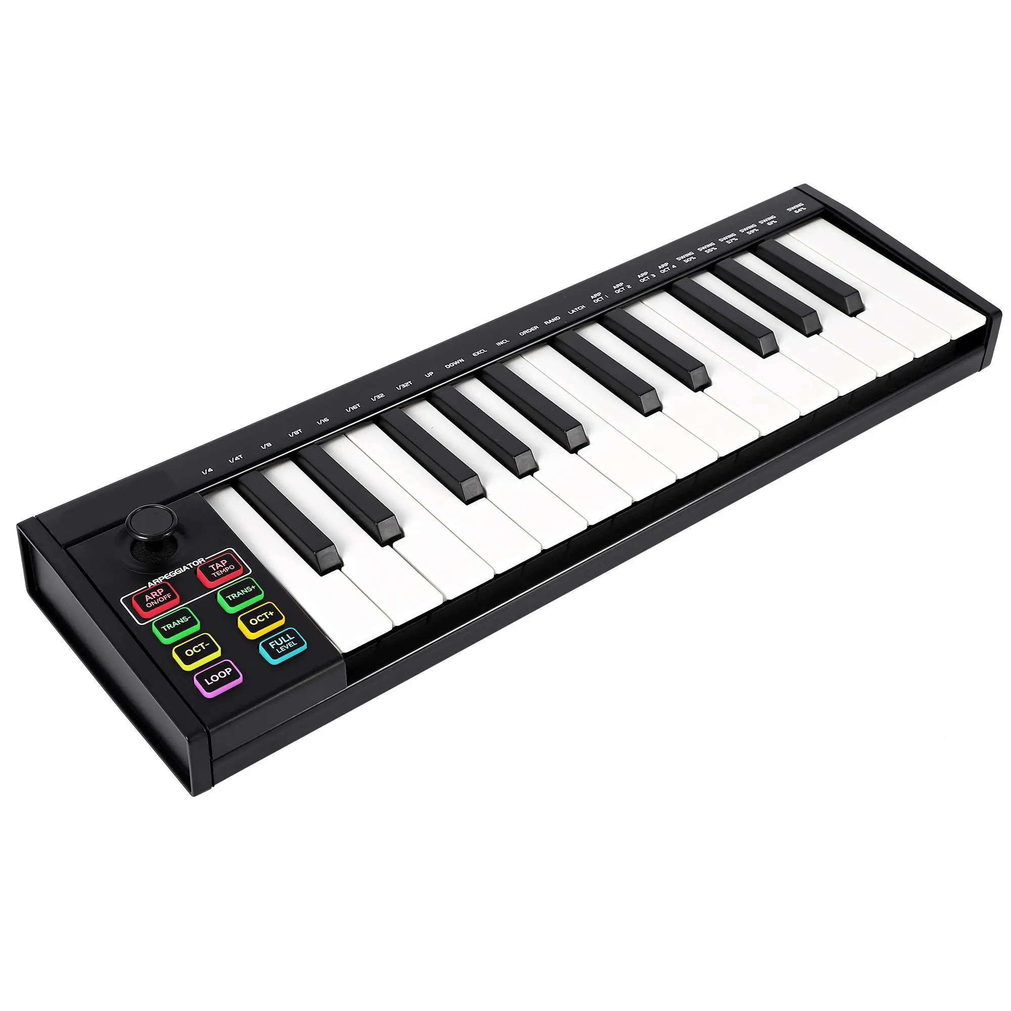 Wireless 25-Key MIDI Keyboard Controller with 8 Drum Pads, Portable USB Bluetooth MIDI Keyboard for Mac PC iPad, Beat Maker Machine with OLED Screen & Sustain Pedal Support, Music Production Starter Kit for Beginners & Pro, Black