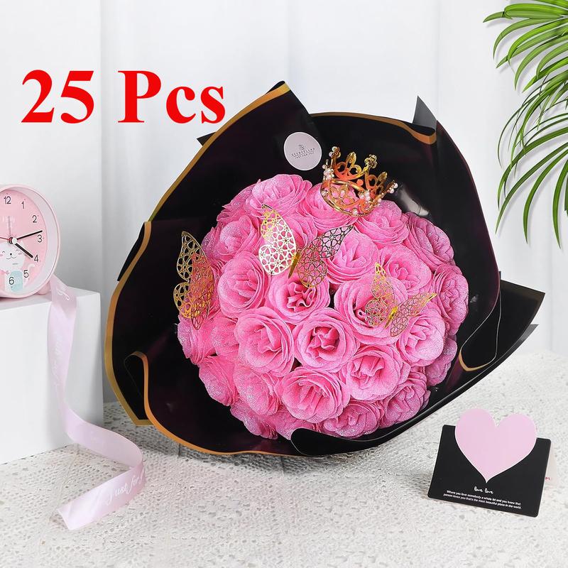 25 Pcs DIY Glitter Roses: Artificial Bouquet of Shiny Fake Flower Bouquet, Perfect for Mothers Day Gift,Anniversary,Weddings