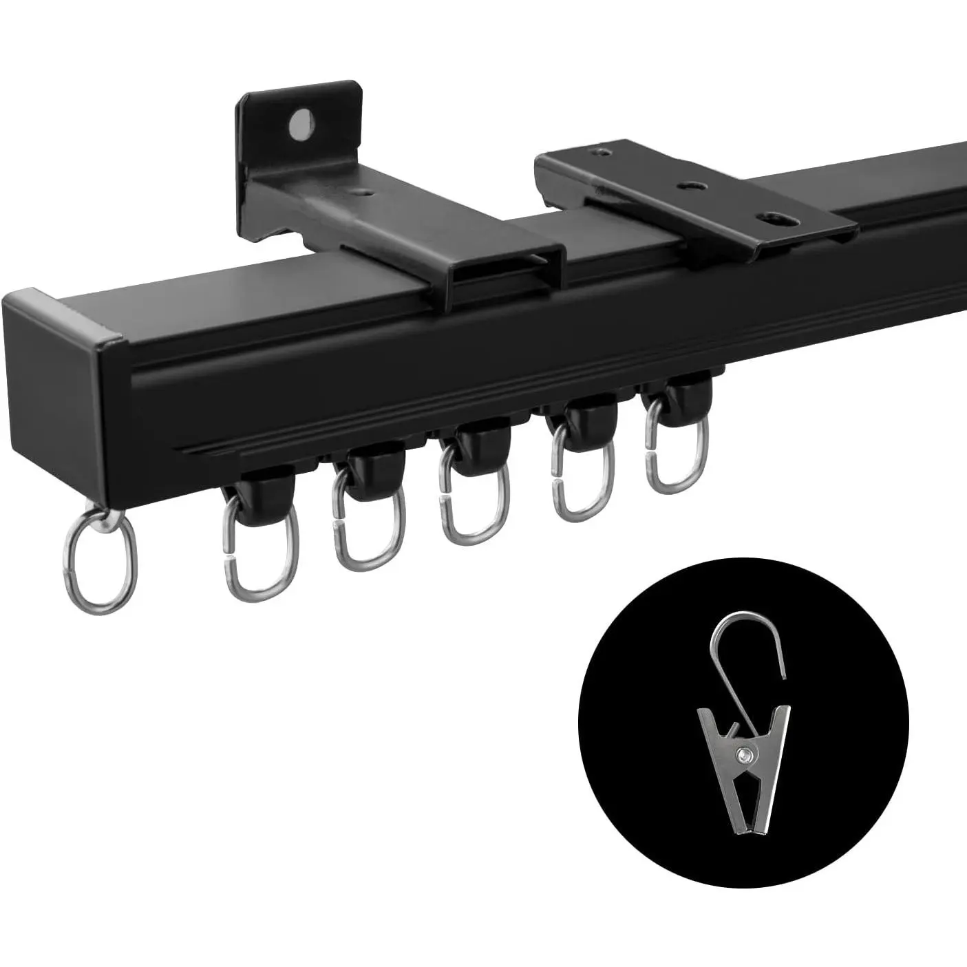 9FT Aluminum Alloy Extendable Curtain Track, Silent Sliding Ceiling-Wall Mounted Rail with Clips, Extra-Long Space Division Solution for Living Room, Bedroom