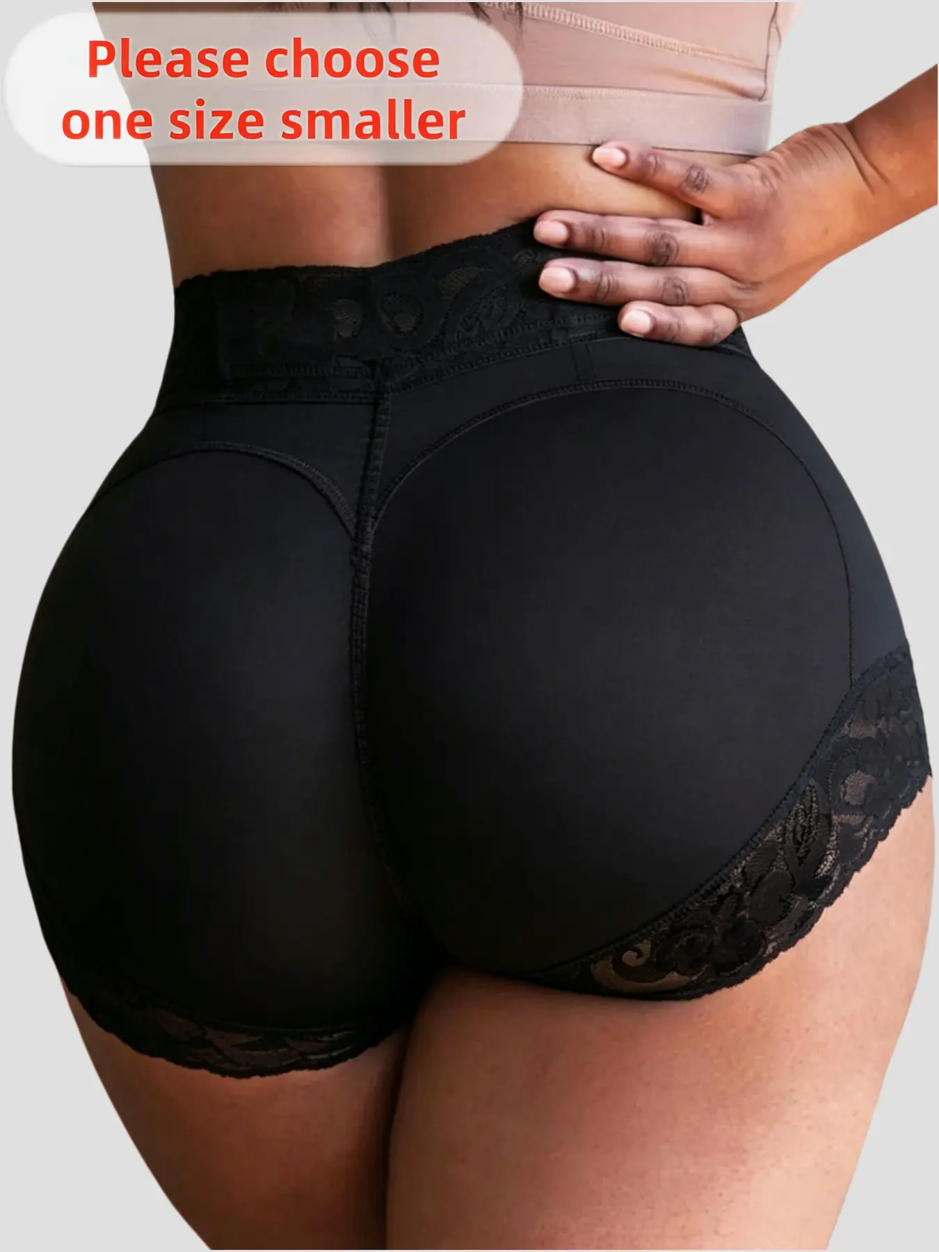 1 Count Women's Tummy Control Butt Lifting Shapewear Shorts with Lace Trim, Womenswear, Colombian Shapewear, Solid Color Boned Support Waist Shaping Bottom, Stretch Shaper Panties, Feminine Fit Underwear, Suitable for Various Occasions, Stretchy