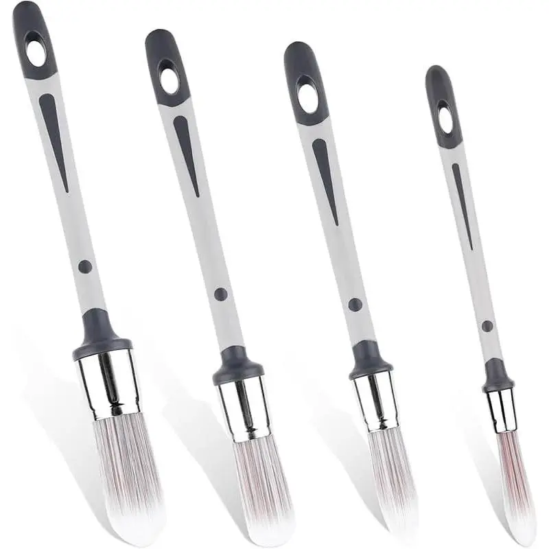 4-Pack  Brushes for Walls Painting - 0.4", 0.5", 0.6", 0.9", Trim  Brushes&  Edger Tool for Walls - Ideal for Baseboards, Furniture, Corners & -Ups