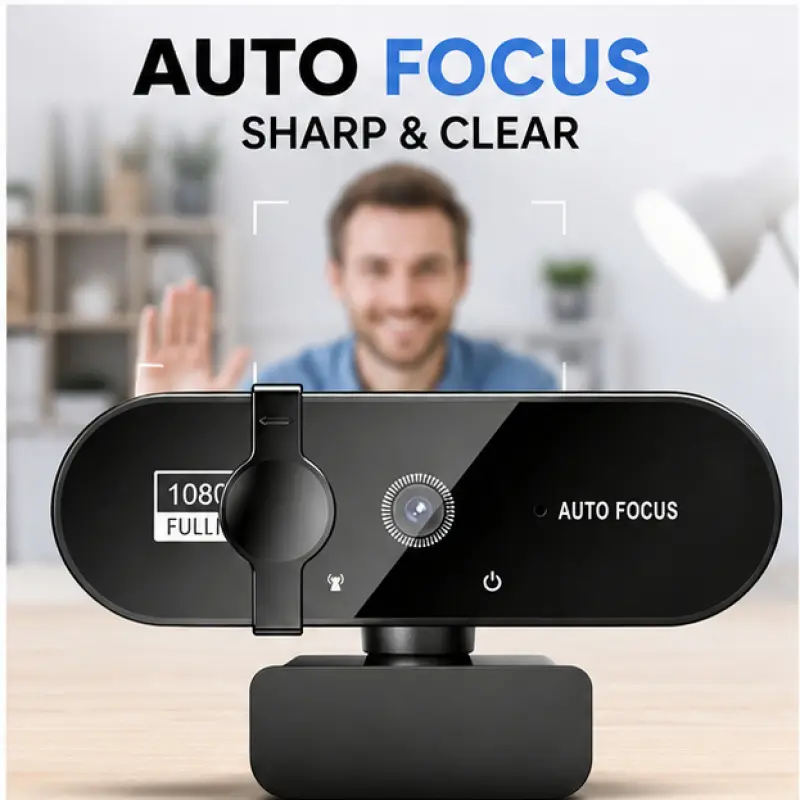 4K/1080P Ultra HD Autofocus Webcam with Privacy Cover, USB Plug & Play Camera, Auto Focus, Auto Exposure, 360 Rotation for Laptop, PC, Video Calls & Streaming