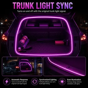 Car Trunk LED Light Strip, Auto-Sensing, Plug-And-Play, 4m Soft Glow, Hidden Installation, Fits Suvs, Cars, Night Lighting, Interior Upgrade