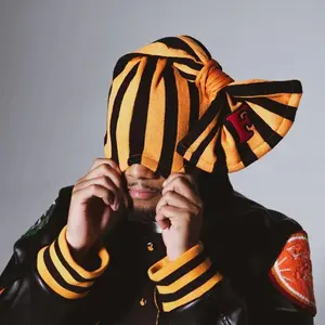 American street ins style stripes retro color matching embroidery pattern leather decorative knitted hat unisex 2026 cold hat