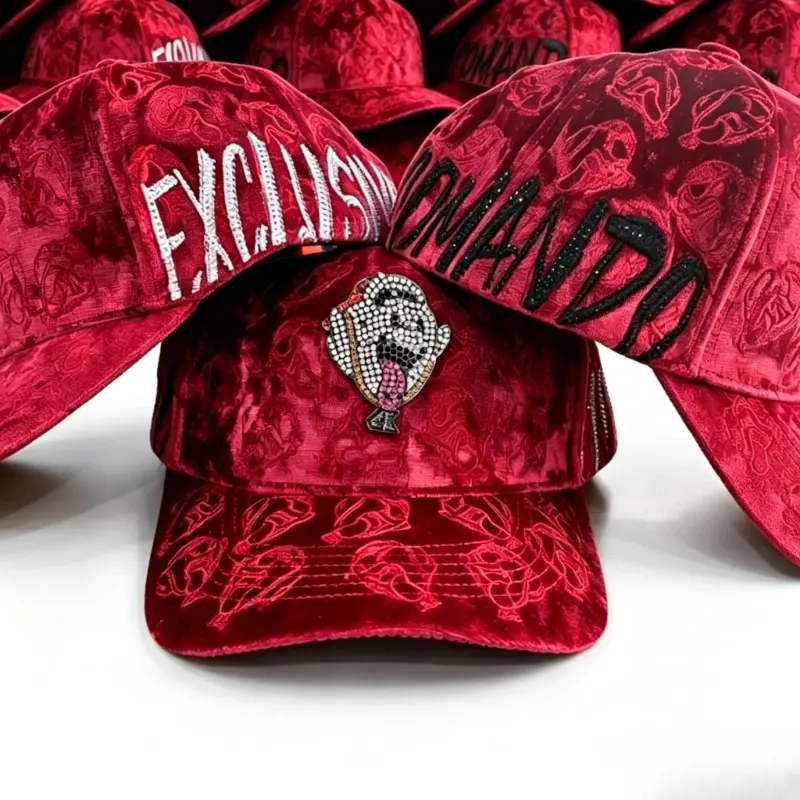 Limited Edition Crushed Velvet Baseball Cap Bold Rhinestone Lettering Cartoon Ghost Patch Adjustable Snapback All Seasons Streetwear Youth Unisex Halloween Party Fashion Hat