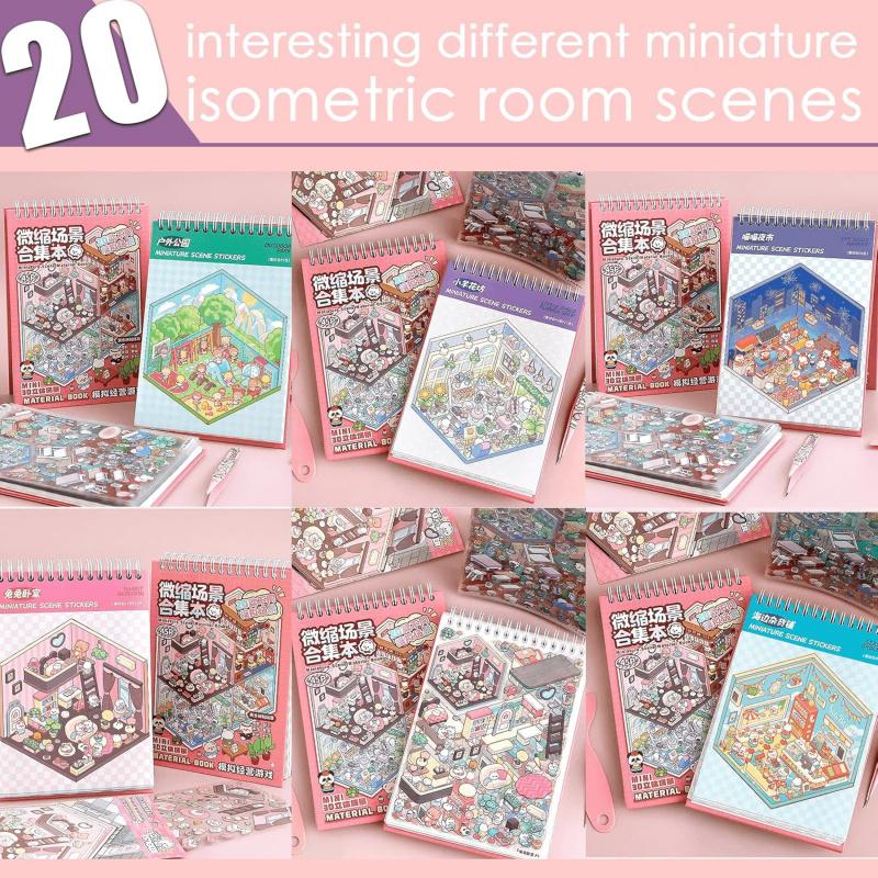 20 Sets DIY 3D House Sticker Scene for Adults, Cute Fun DIY Scenes Therapy Sticker, Crafts Party Favors Goodie Bags Stuffer, Gifts for Girls,Cute Art Stickers for Girls, Reusable Sticker, DIY Sticker Paper