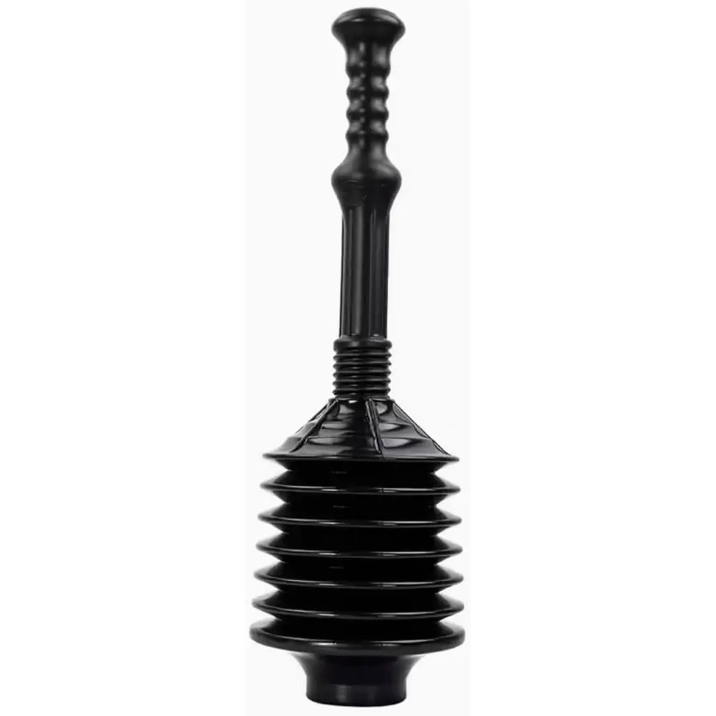 Professional Bellows Toilet Plunger – High Pressure Accordion Plunger for Heavy Duty Clogs – Universal Fit Power Plunger for Toilets & Drains – 21” Handle – Anti-Splash Design