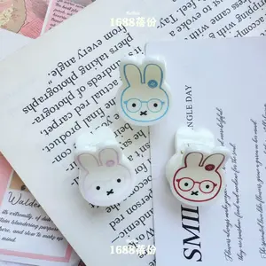 Kawaii Miffy Rabbit Cute Glasses Miffy  Mini Grab Clip Broken Hair Clip Sweet Girlish Heart Bangs Hair Clip Cartoon Headwear