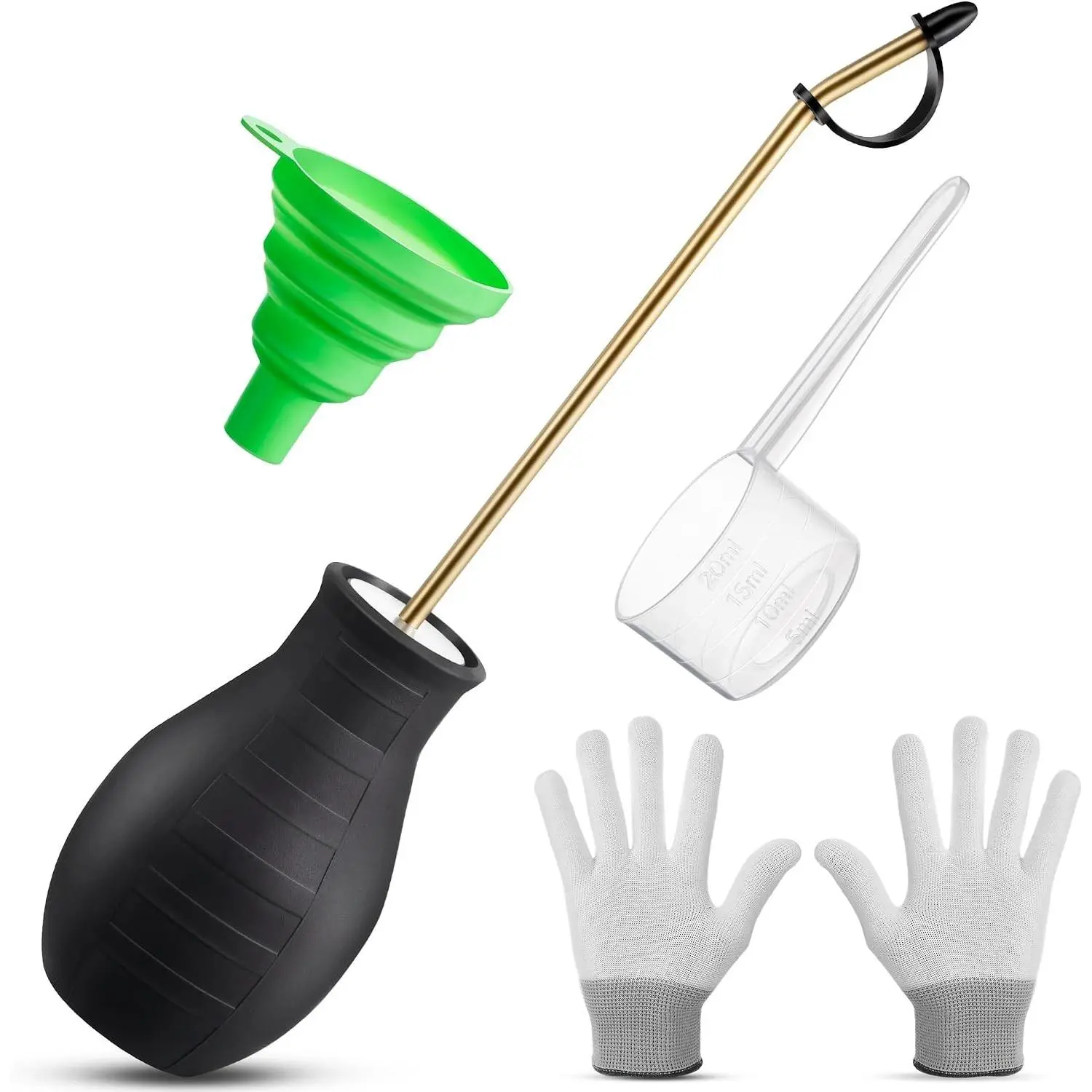 Diatomaceous Earth Powder Duster, 8OZ Garden Powder Applicator Dispenser with Long Metal Tube, Bulb Duster Sprayer for Home Organic Gardening Agricultural Supply (Black,1 Pack)