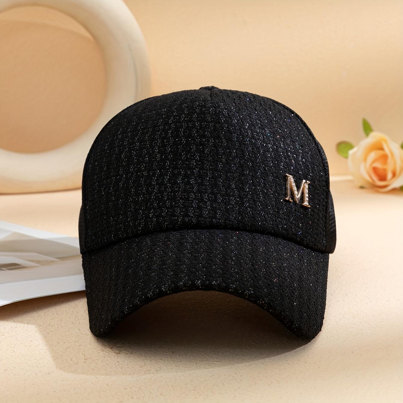Letter M Decor Baseball Cap Trendy Solid Color Mesh Dad Hats Lightweight Breathable Trucker Hats For Women daily use Spring & Summer