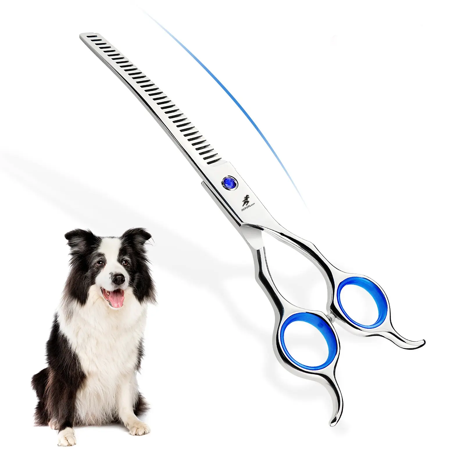 6.5 Inch Silver Color Curved Thinning Scissors, Pet Dog Grooming Scissors, 9 Steel, Right-Handed, Hand-Finished, Professional Quality