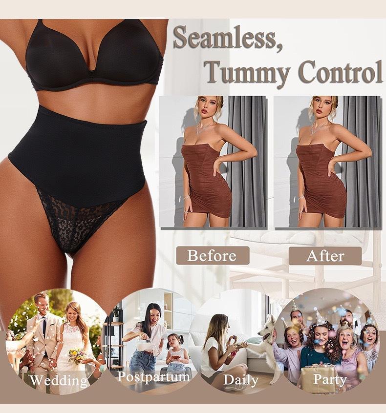 Tummy Control Thong Shapewear for Women High Waist Shaping Underwear Seamless Body Shaper Panties Girdle Womens Thong Shapewear Mid to High Waisted Shaper Thong WN00 High Waist Shaping Pants Plus Size Lace Seamless Waist Shaper