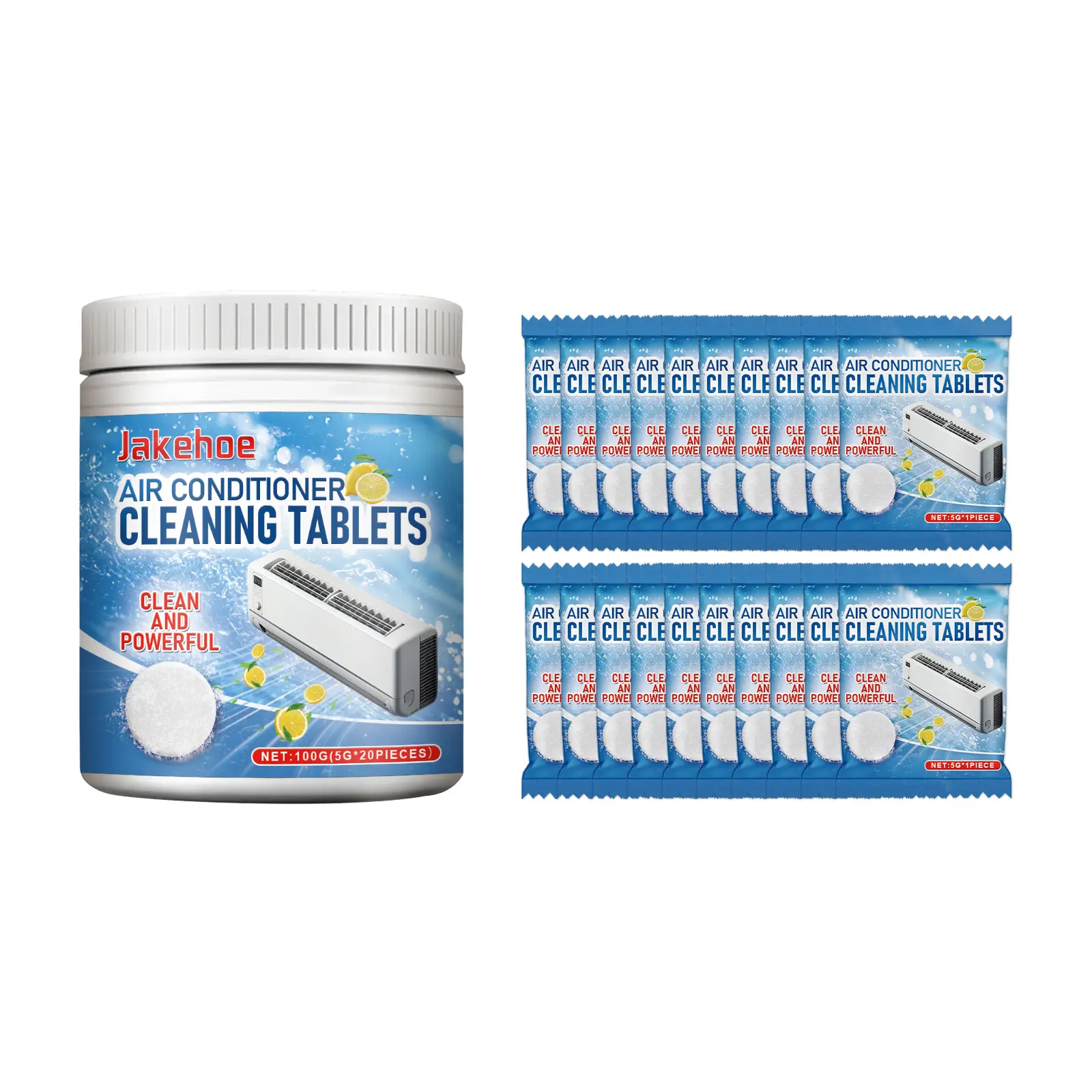 AC Cleaning Tablets, Household Deep Grime & Odor Eliminator for Wall-Mounted, Mini-Split Air Conditioners with Towel Compatibility, Bicarb Soda, Deep Cleaner