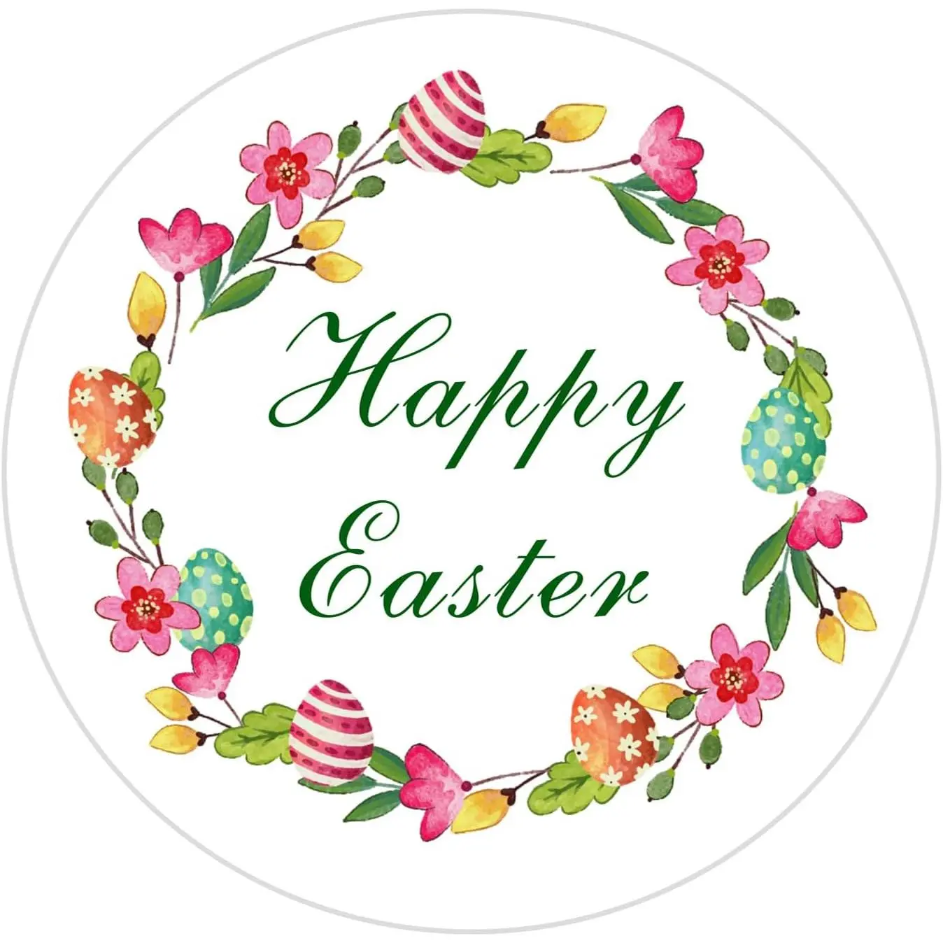60 count Easter Stickers, 2Inch Happy Easter Sticker Easter Stickers for  Easter Egg Stickers Easter Flower Wreath Stickers for  Candy Envelope Seals Stickers Easter Day Party Ornament
