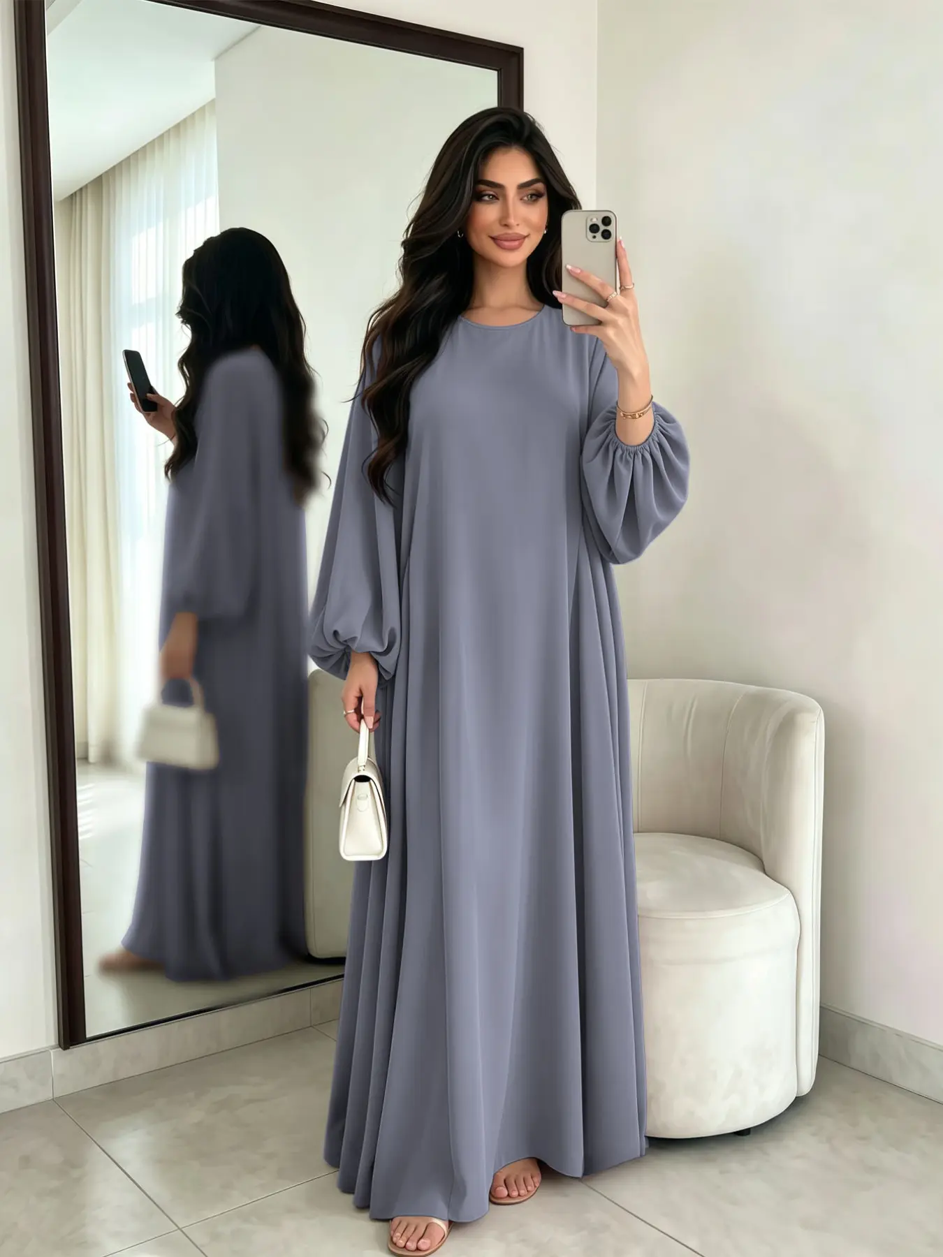 Soft Muslim Robe for Women, Comfortable Breathable Fabric, Long Sleeve Elegant Abaya, Casual Daily Wear, All Seasons