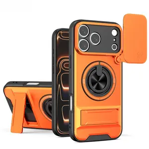 New Mecha Push Window TPU Protective Case, Magnetic Ring Armor Heavy-Duty Shockproof Cover with Rotatable Kickstand for iPhone 17/16/15/11 Pro Max & Samsung S26 Series, Personalized, Car Magnetic Holder-Compatible, Not for Wireless Charging