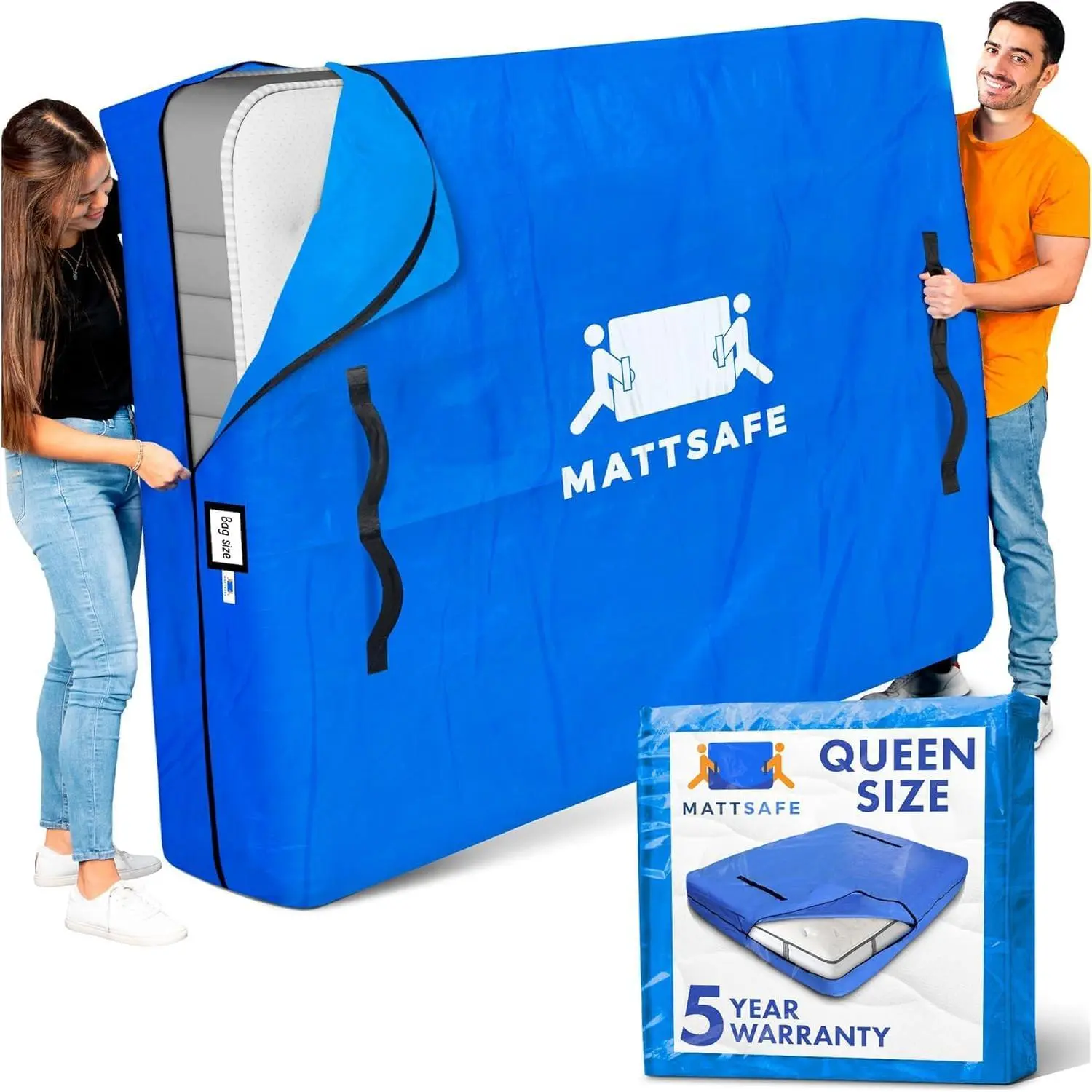 Mattress Bags for Moving and Storage () Heavy Duty Moving Supplies, 8 Sturdy Handles,  Zipper, Mattress Cover  Size Bed Bags, Storage Cover Essentials Packing Protector