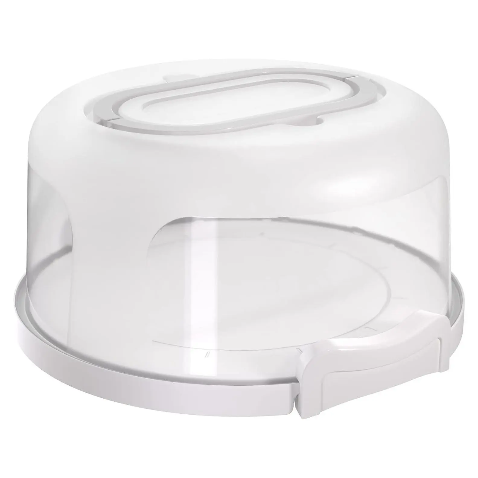 Round Cake Carrier Two Sided Cake Holder Serves as Five Section Serving Tray, Portable Cake Stand Fits 10 inch Cake, Cake Box With Handle, Cake Container Holds Pies (White)Gift