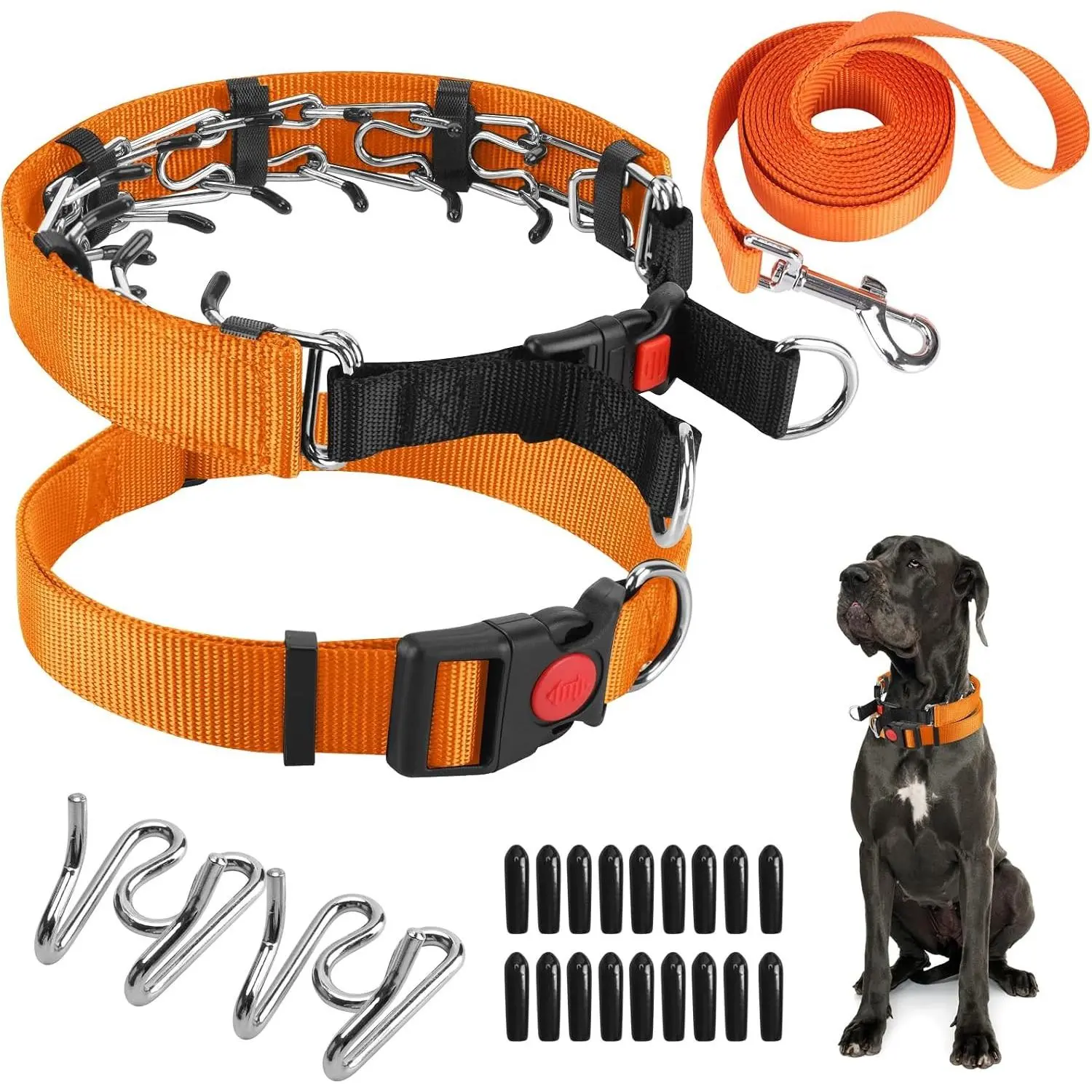 Prong Training Collar with Comfort Tips and Quick Release Snap Buckle - Dog Choke Pinch Collar with Nylon Cover