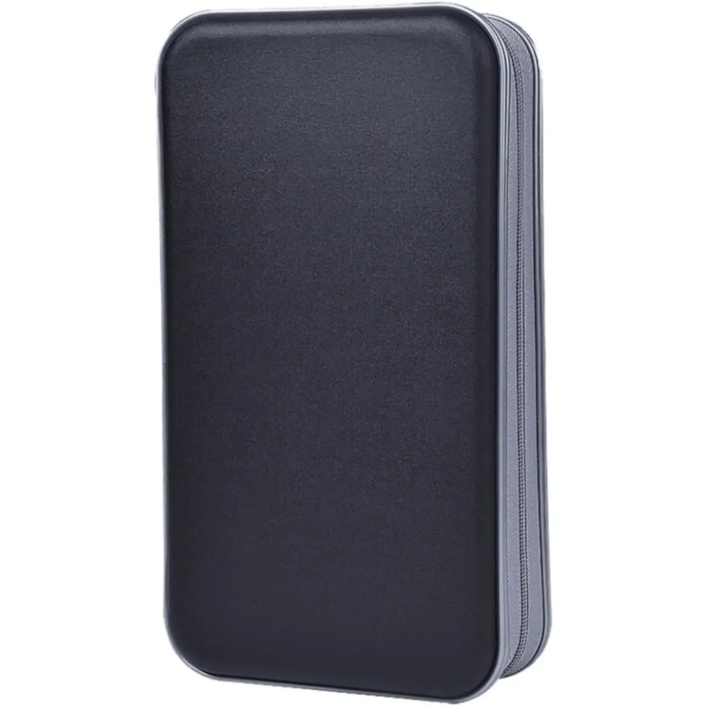 96-Capacity Hard Plastic CD DVD Case Organizer Wallet - Compact, Durable, Zip Lock Closure, Portable Hand Strap, Anti-Slip Scratch-Resistant Sleeves, Discs Protection for Office, Travel