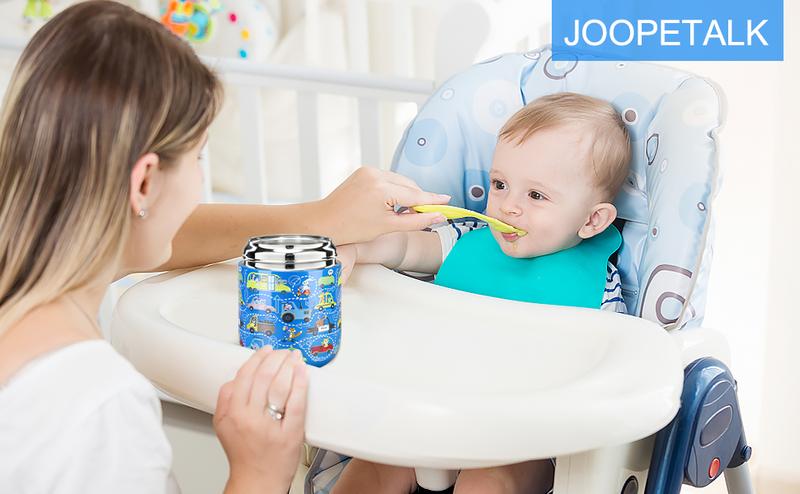 17 oz Insulated Lunch Containers Hot Food Jar, Wide Mouth Lunch Thermo for Kids Adults, Vacuum Stainless Steel Lunch Box With Handle Folding Spoon for School, Office (Blue Car)