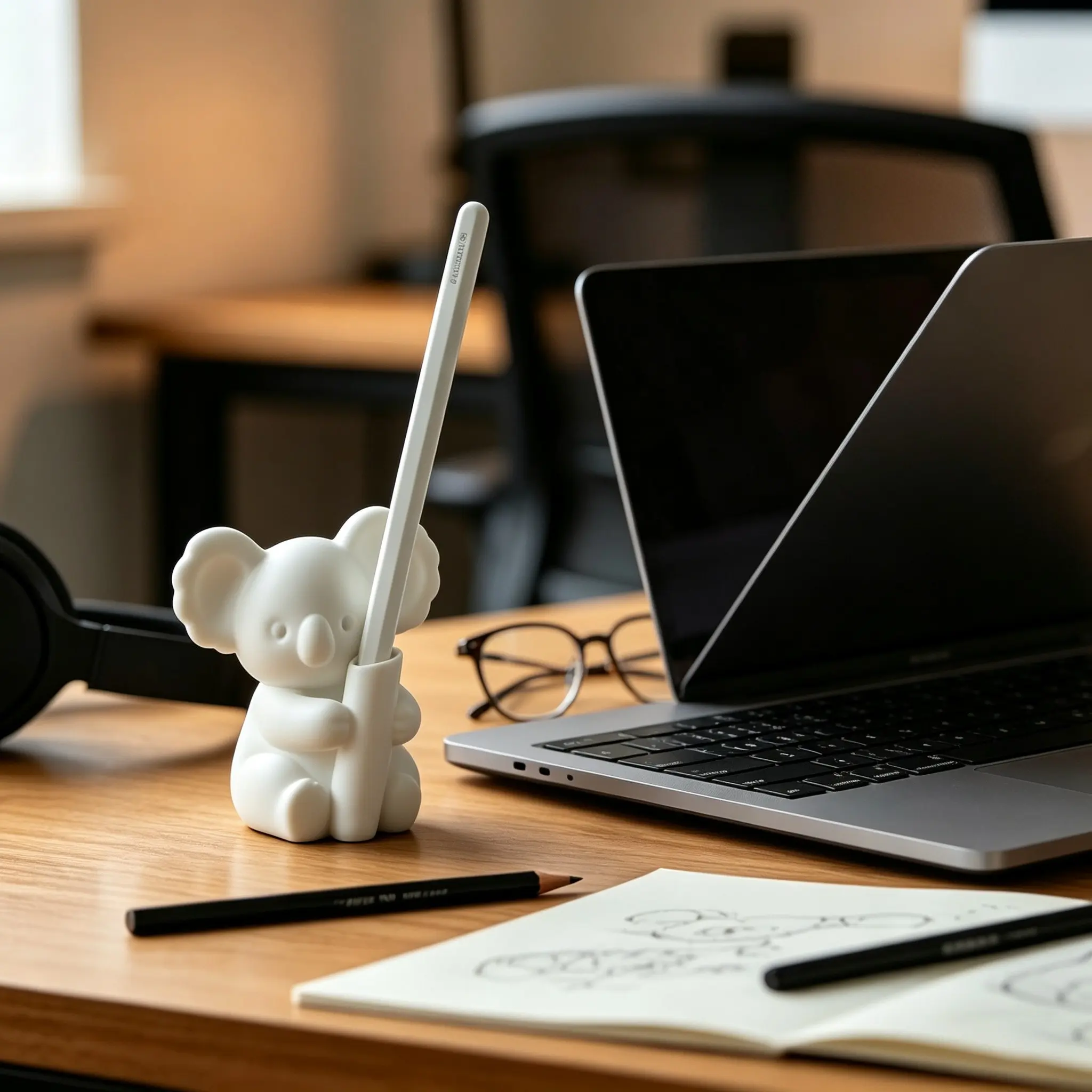 Cute Koala Pen Holder, Plastic Cartoon Animal Pencil Organizer, Simple Desktop Storage Decor, High Aesthetic Office Student Desk Accessory, Desktop Accessories