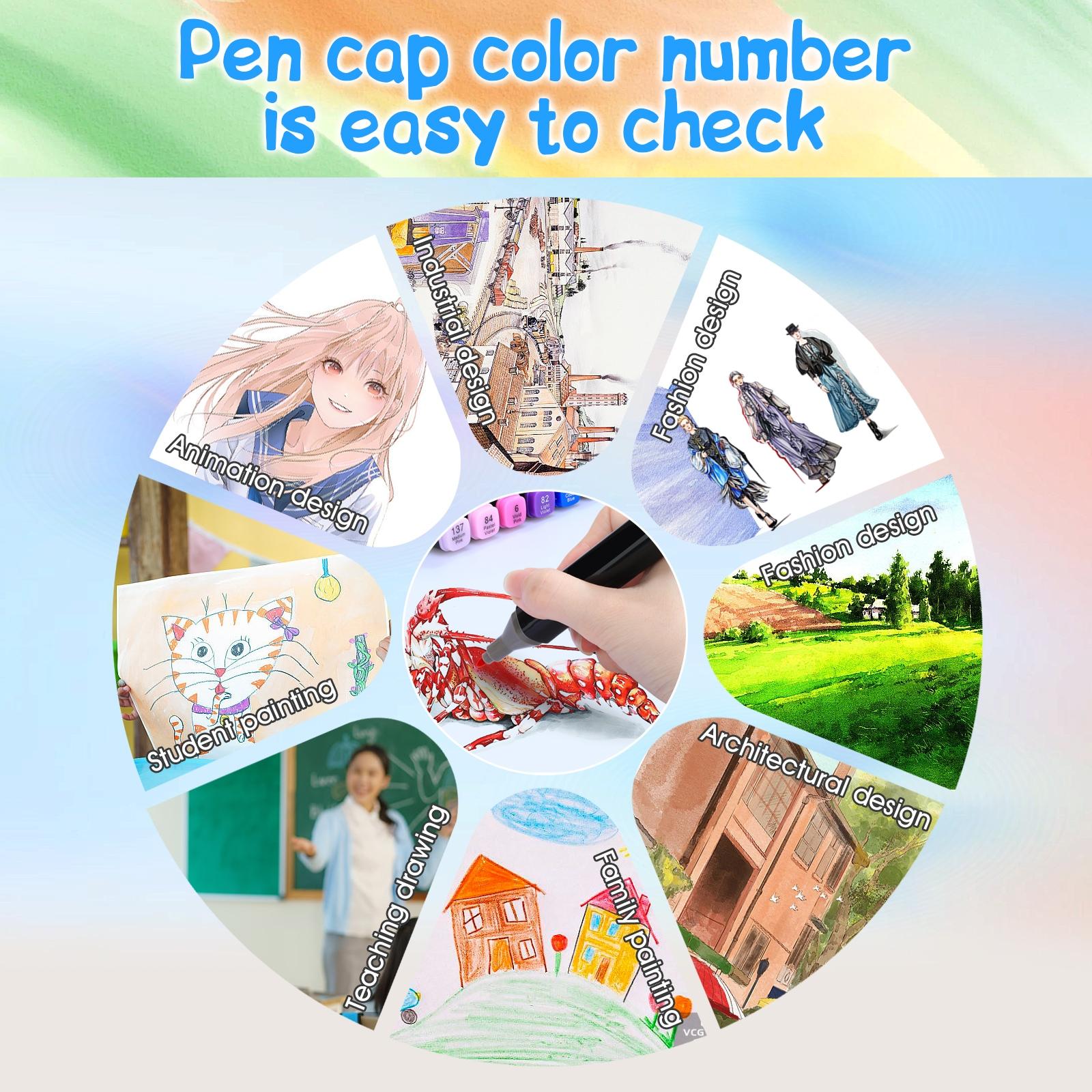 Dual Tips Alcohol Marker Pen, 36/60/80/168pcs Art Marker for Coloring Book Sketching Planner Calendar, School Supplies, Artist Bundle