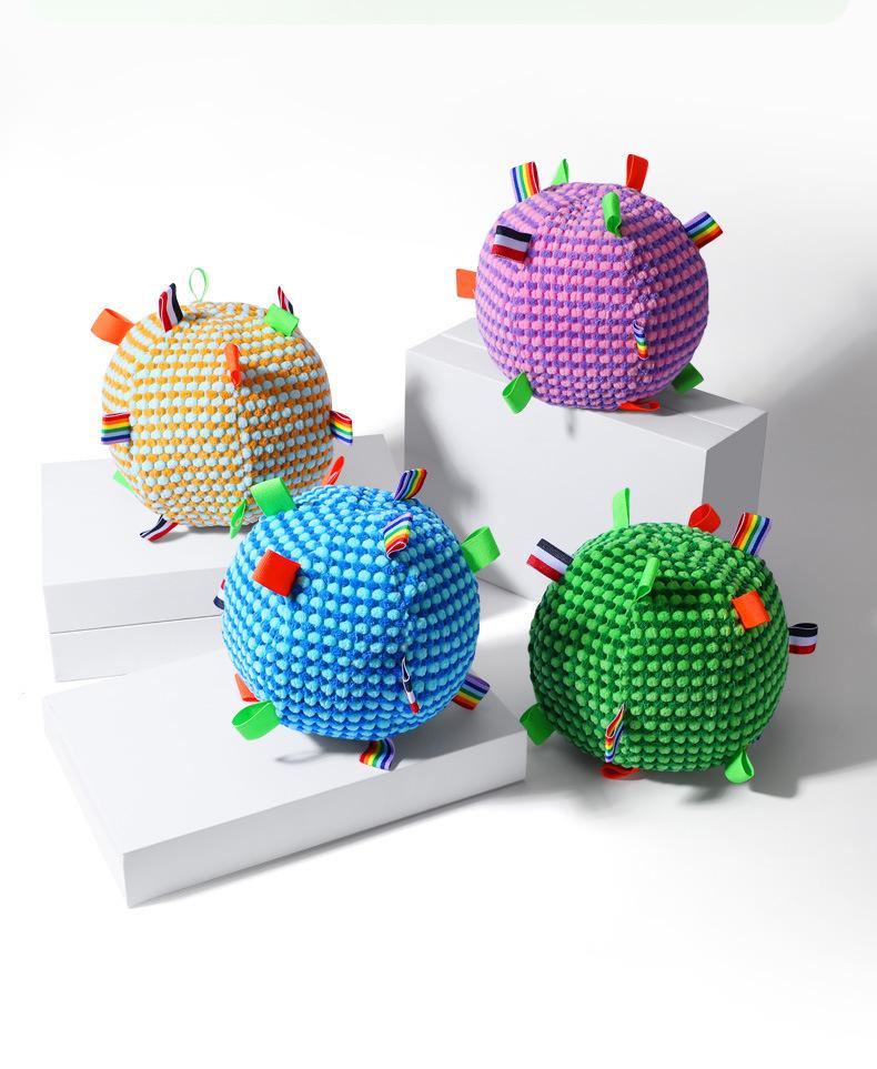 Pet Toy Ribbon Sound Ball, Dog Toy, Interactive Bell Rolling Ball for Teasing and Throwing, Pet Toy, Cat Teething Toy