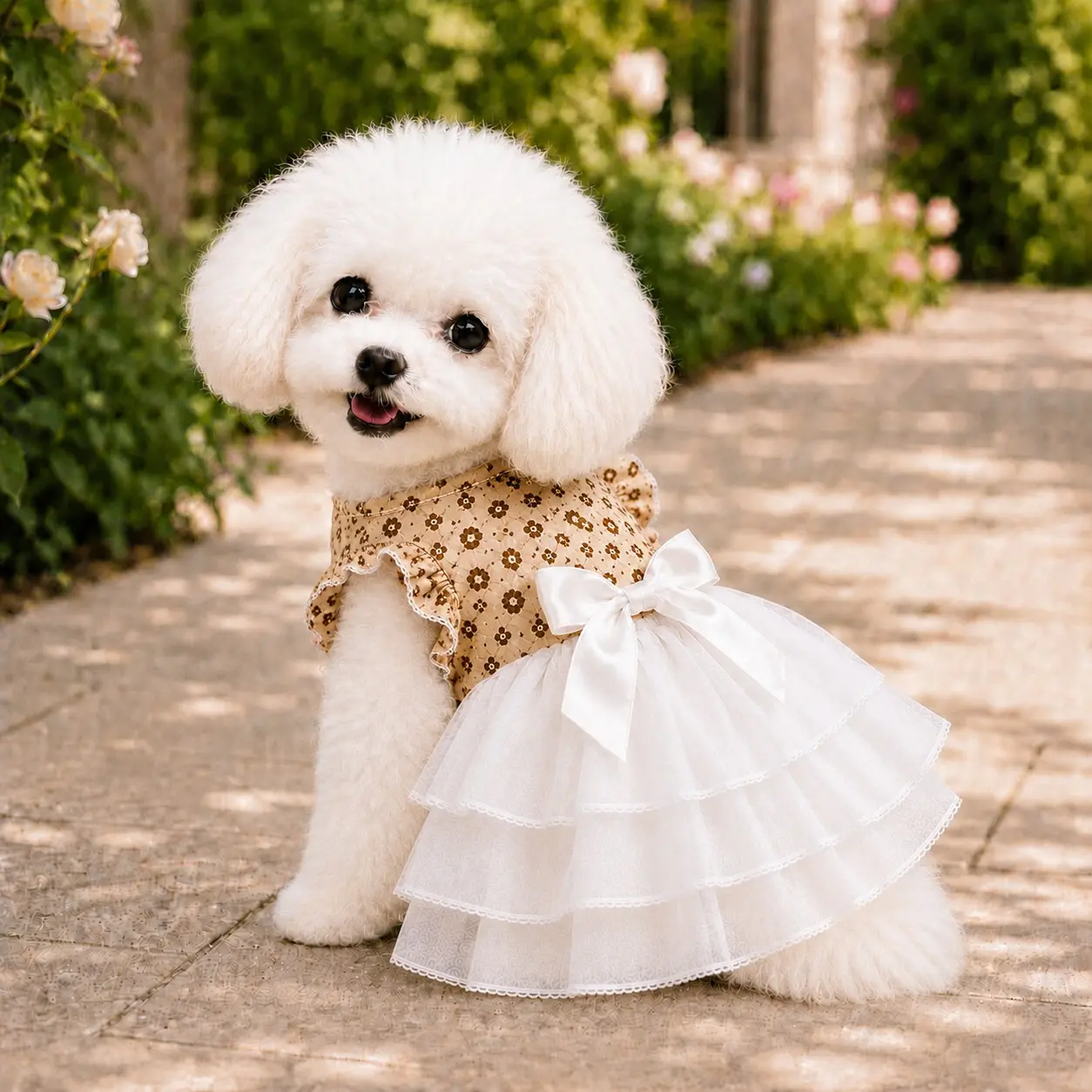 New Season Small Medium Dog Floral Princess Dress, Pet Bow Dress, Poodle Teddy Maltese Cat Dog Clothes, Puppy Clothes, Four Seasons Fashion