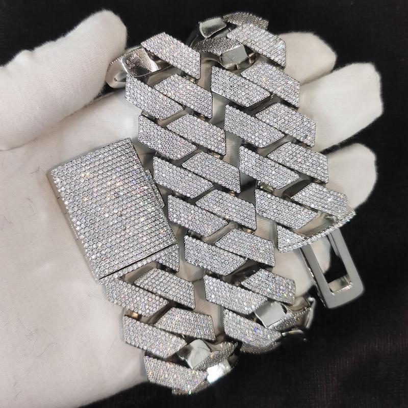 [SWS]Pass Diamond Test GRA Moissanite 25mm Wide 6Rows 925 Solid Silver Cuban link chain for Rapper Hip Hop VVS Iced Out Necklace Book Pendant.............