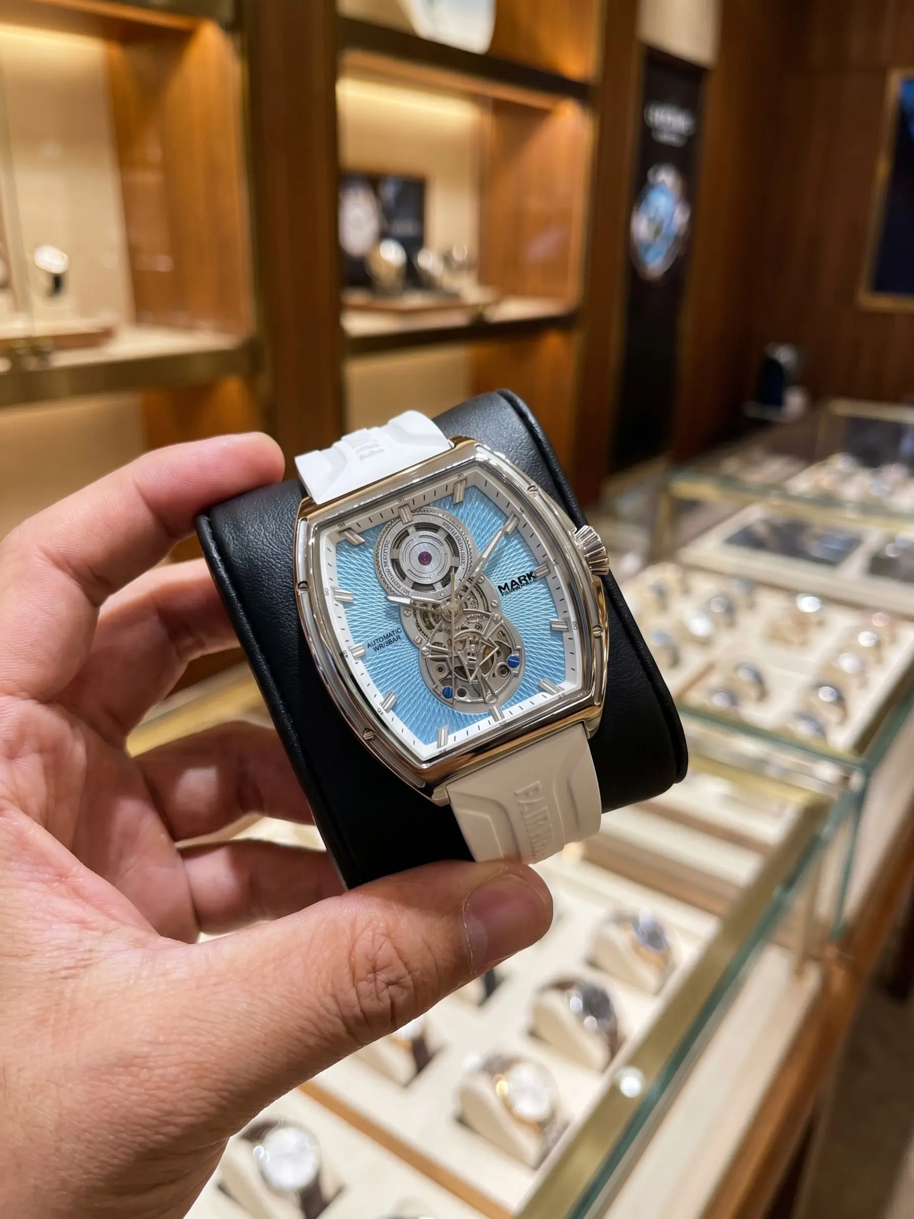 Mark Fairwhale Men's Automatic Mechanical Watch, Fashionable Bucket Shape, Waterproof Night Glow, High-End Style, Fw-6029