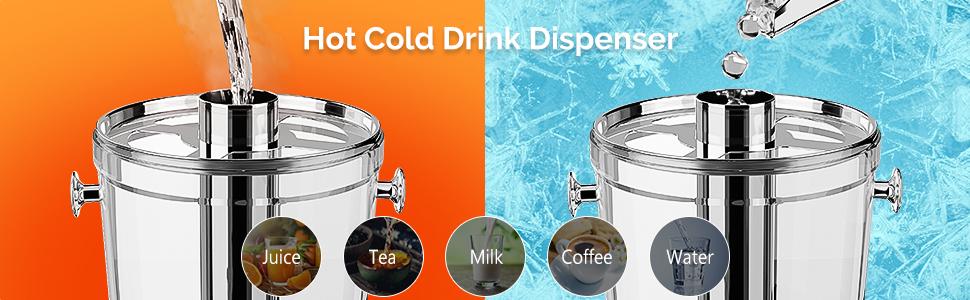 ROVSUN Beverage Dispenser, Drink Dispenser Water Juice Dispenser Stainless Steel with Ice Container for Party Catering Buffet Restaurant (2.2Gallon)