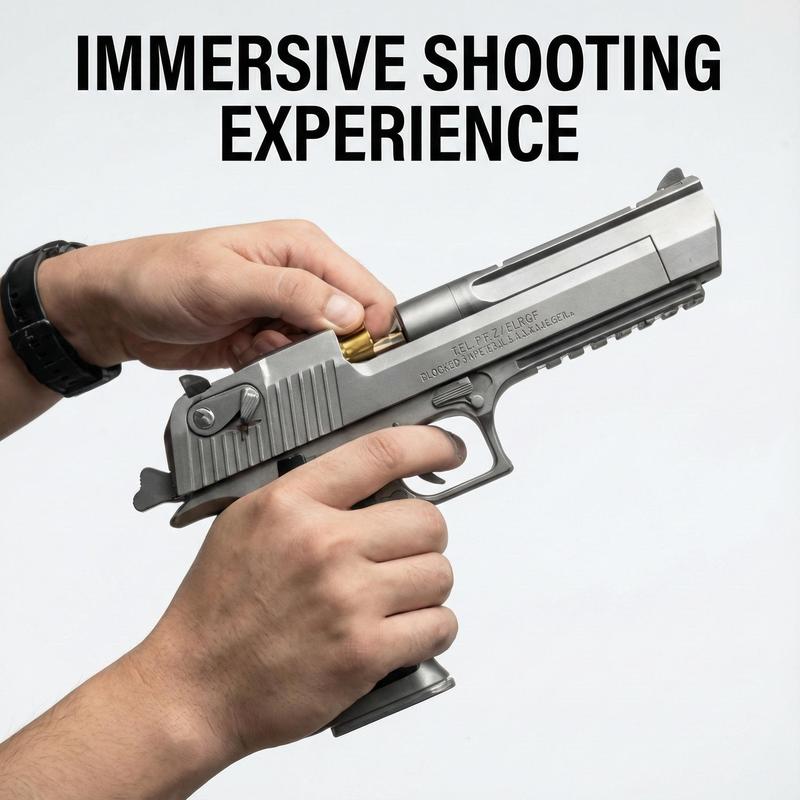 Shell Ejecting Desert Eagle Model Gun Set - Realistic Soft Bullet Toy with 120 Ammo, 2 Mags & Targets Complete Kit