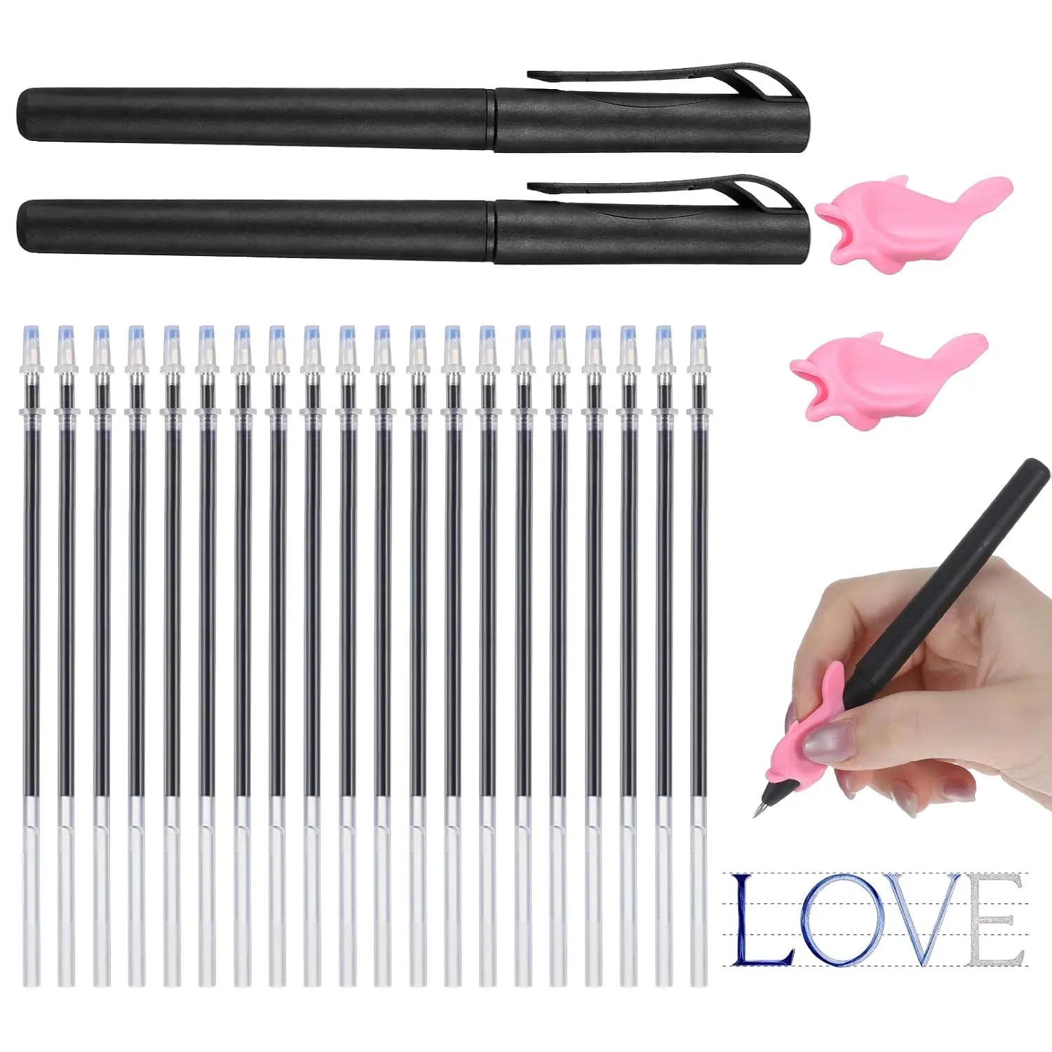 Disappearing Ink Pen 24 count Magical Pens for Handwriting Book Refills for Grooved Handwriting Workbooks  Grooved Writing Practice Invisible Ink Pen with Writing  Aid