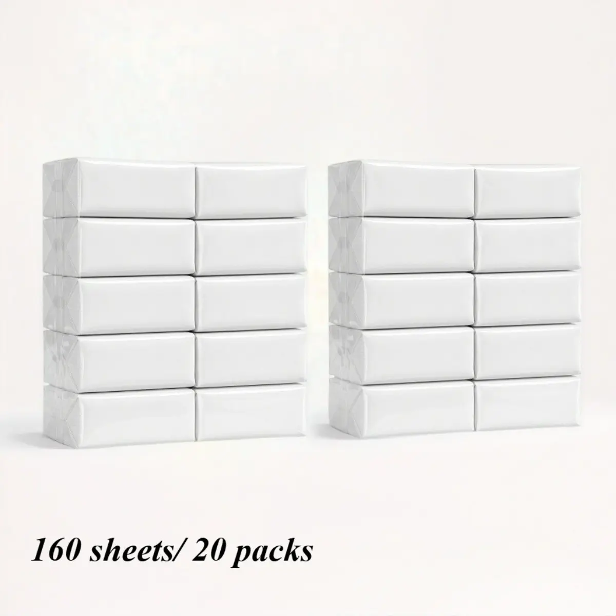 20 Packs 160 Sheets Thick Handkerchief Paper Towels, Soft Durable, Portable Pocket Size, Multi-Use for Daily Needs, Convenient Travel Essentials