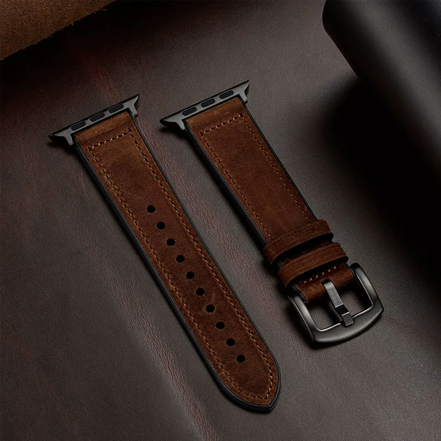 Adjustable Leather Strap for Apple Watch 38mm-49mm, Sweat Resistant Design, Fits Series 1-10 & Ultra, Adjustable Smartwatch Straps, Wearable Accessories