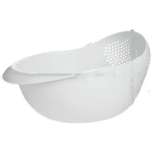 Thick Synthetic Plastic Rice Sieve Colander with Handles, Kitchen Utensils Drain Basket for Sink Drain, Rice Bowl Filtration & Drainage Tool (White)