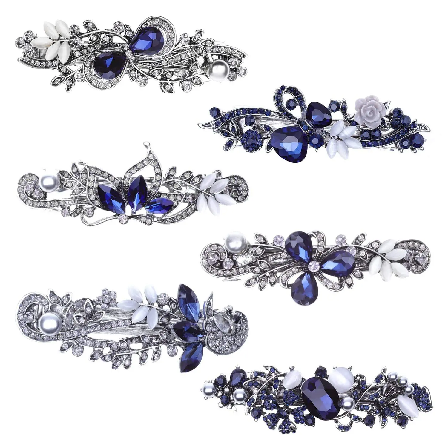 Hair Barrettes for Women,  6 count  Rhinestones Hair Barrettes Fancy  Spring  Hair Clips for Women Girls Hair Styling Tools Accessories