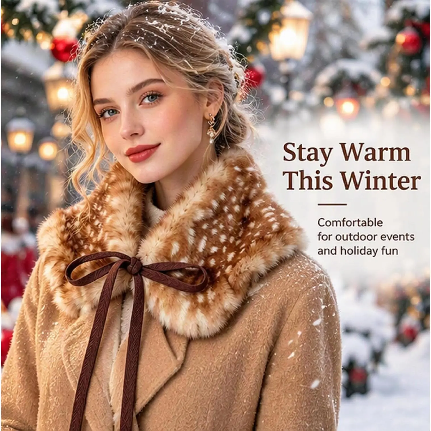 Christmas Deer Shawl Costume for Adults, Cute Reindeer Cape for Women and Men, Holiday Deer Cosplay Accessories for Christmas Parties, Dress Up and Festive Photos,toolupgrade