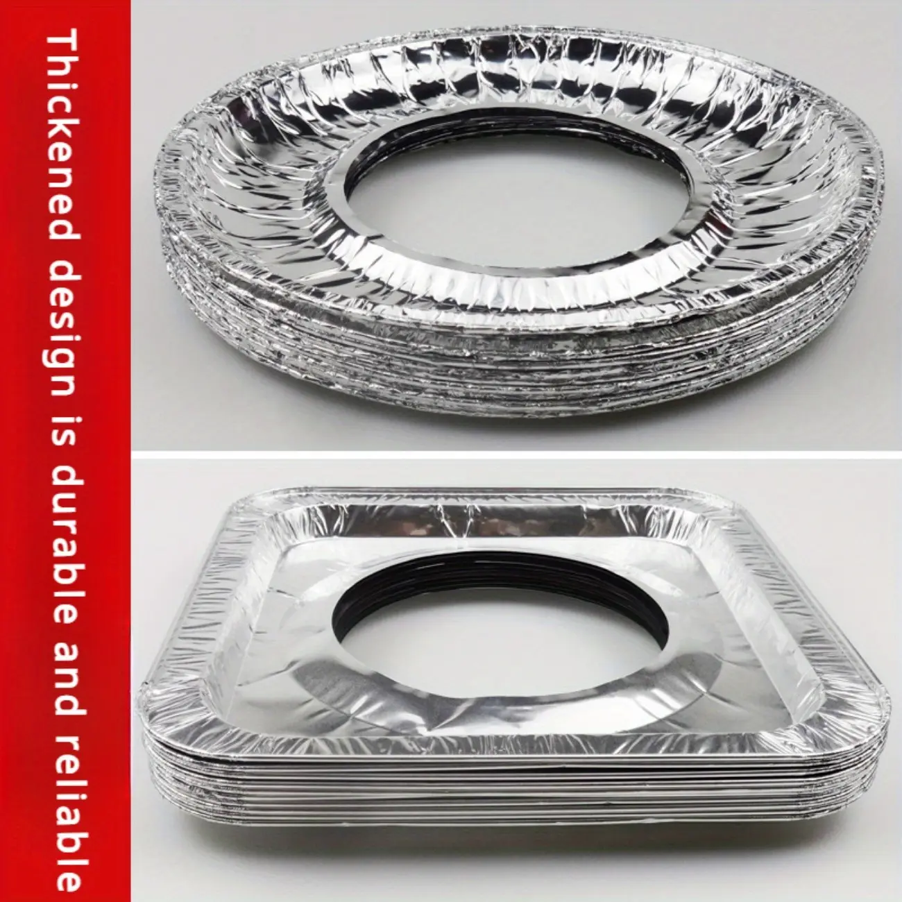 50 PCS Disposable Gas Burner Liners, Aluminum Foil Square Stove Covers, Range Protectors, Stove Top Foil Covers for Gas Burners, Catch Food Spills, Aluminum Stove Burner Cover, Kitchenware