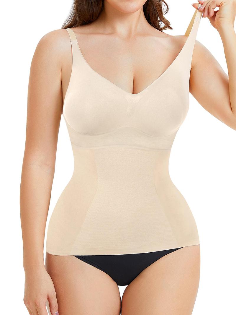 Women's Minimalist Solid Adjustable Strap Shapewear Cami Top, Spring Basic Compression Tank Top for Lady, Seamless Comfort Shapewear Tummy Control Top for Daily Wear, Womenswear Underwear, Fall Wear 2024, Tops for Women, Seamless Body Shaper