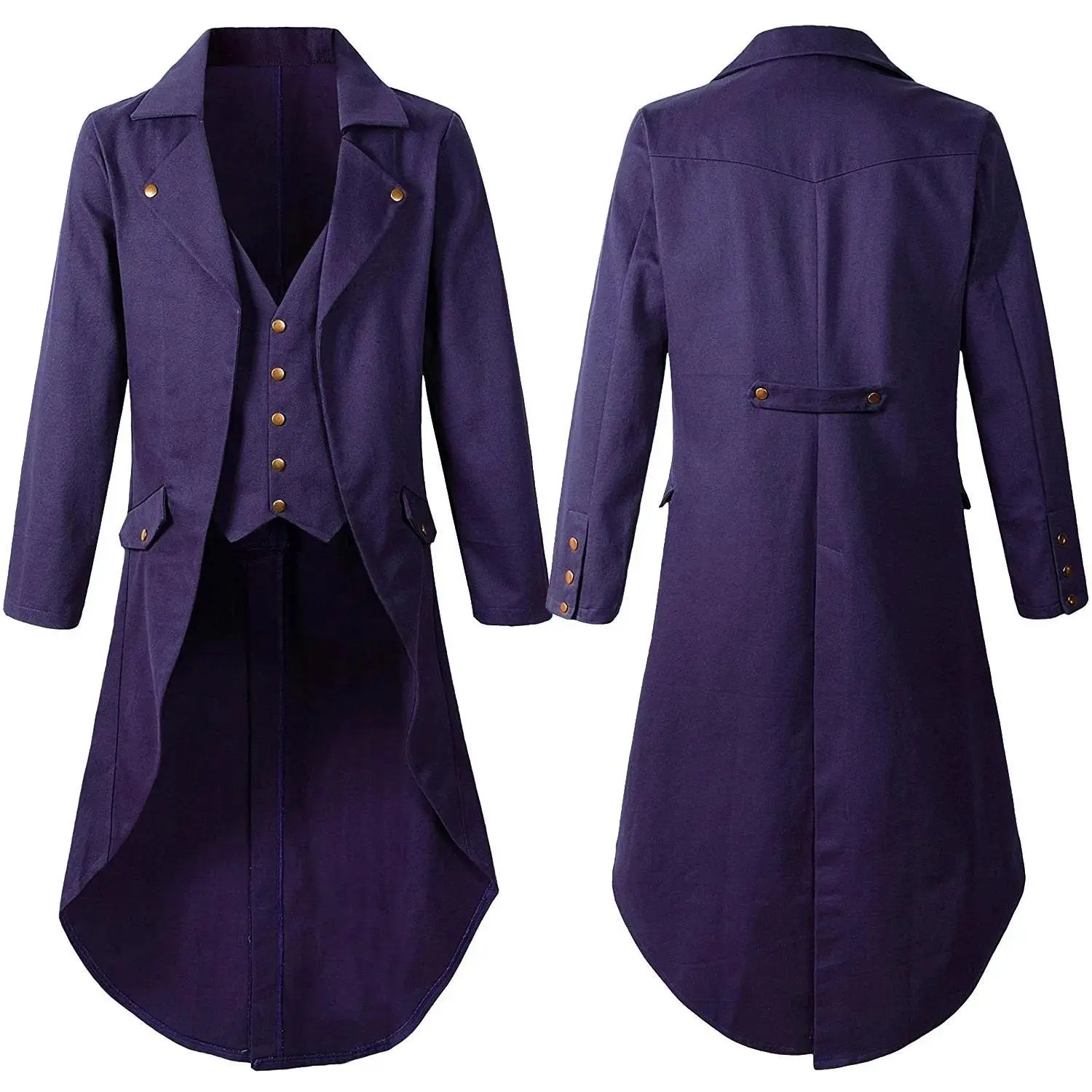 Male Victorian Era Black Polyester Single-Breasted Retro Frock Coat - 4XL Long Tailcoat for Halloween Costumes, Cosplay Swallow Uniform Jacket, Menswear, Xxl, Stage Wear, Long Jacket