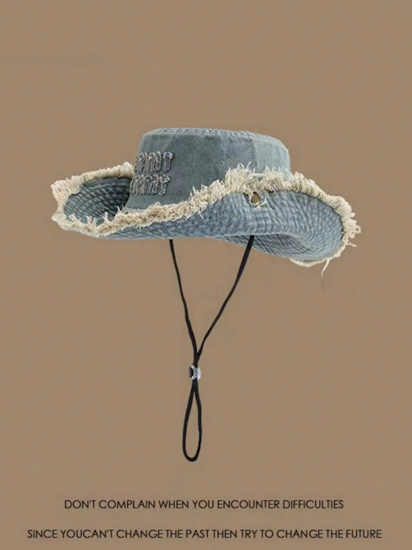 1pc Vintage Washed Frayed Edge Embroidered English Letter Drawstring Bucket Hat, Suitable For Couples, Outdoor Sports, Traveling And Daily Use Music Fest Y2KFest Back To School Autumn Winter Gifts Music Fest Casual Outdoor Hat Sports Outdoor Hats