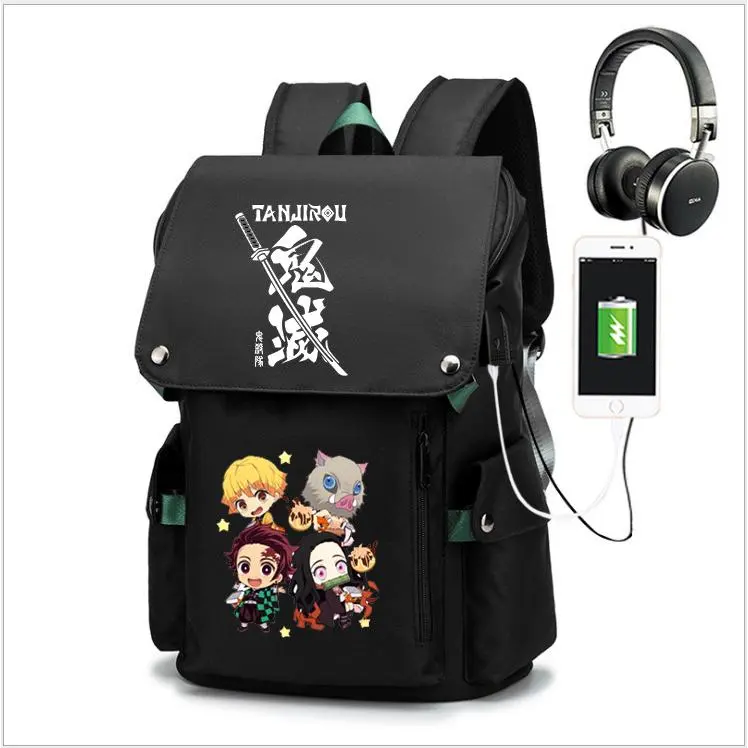 Demon Slayer Backpack, Anime Collaboration School Bag for Kids Teens, Large Storage Travel Backpack, Fashion Korean Style Daypack