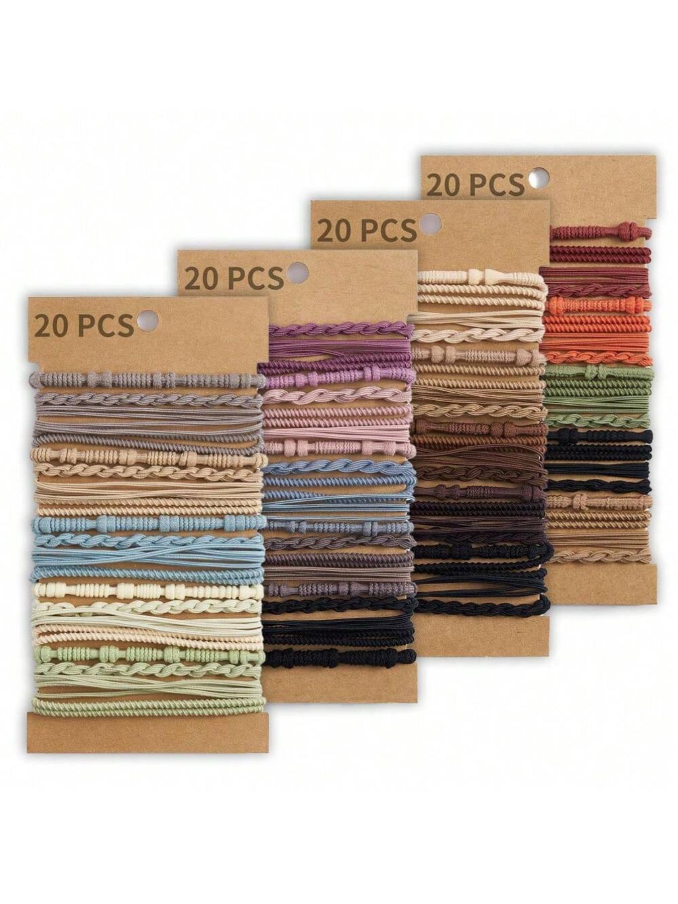 Boho 20pcs Women Bohemian Style Elastic Hair Ties & Bracelets, Multifunctional Soft Hair Ties, Various Styles Ponytail Holder,Dopamine Ponytail Holders Hair Elastics Hair Rubber Bands Scrunchies Hair Rope, Hair Bobbles