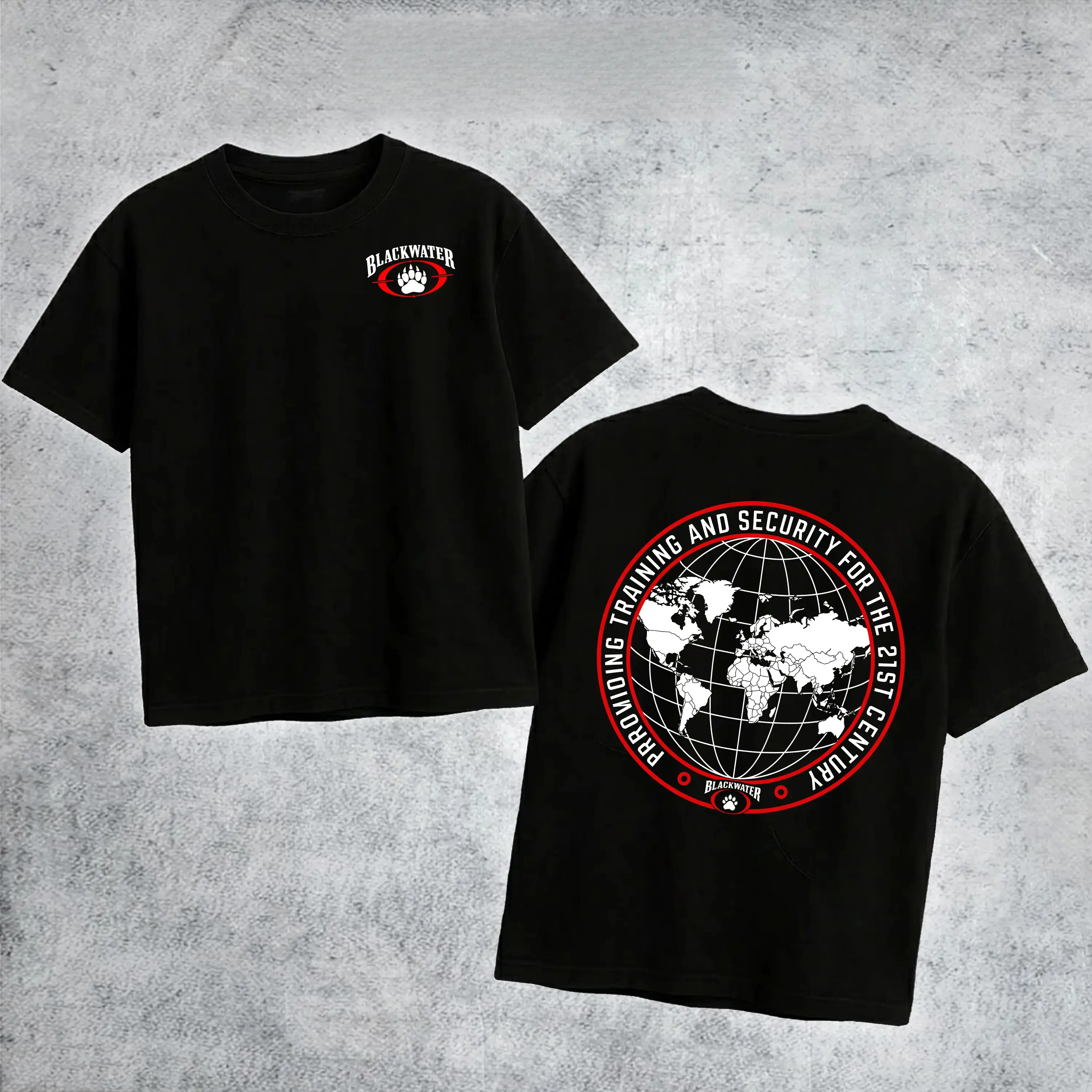 Men's Classic Vintage Tactical Short-Sleeve Round Neck Tee with Blackwater Global Security Logo, Stylish Breathable Lightweight Outdoor Wear, Casual Streetwear Sports Apparel Gift