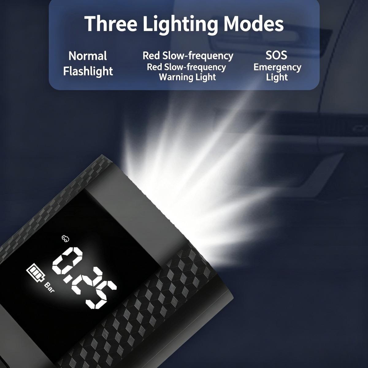 Portable Cordless Tire Inflator, 12V Wireless Car Air Pump with Digital Display, Rechargeable Battery Powered Tire Inflator with Power Bank Function Reusable