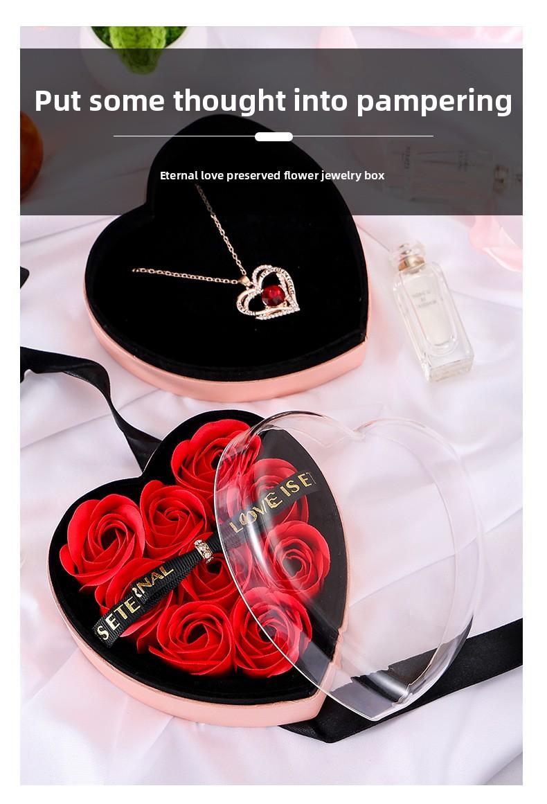 Heart-Shaped Rose Gift Box for Necklace Ring Earrings Jewelry, Preserved Flower Storage Case, Romantic Valentine's Day Gift Box for Girlfriend Birthday Anniversary teen girl  mini gifts Mother's Day love gifts