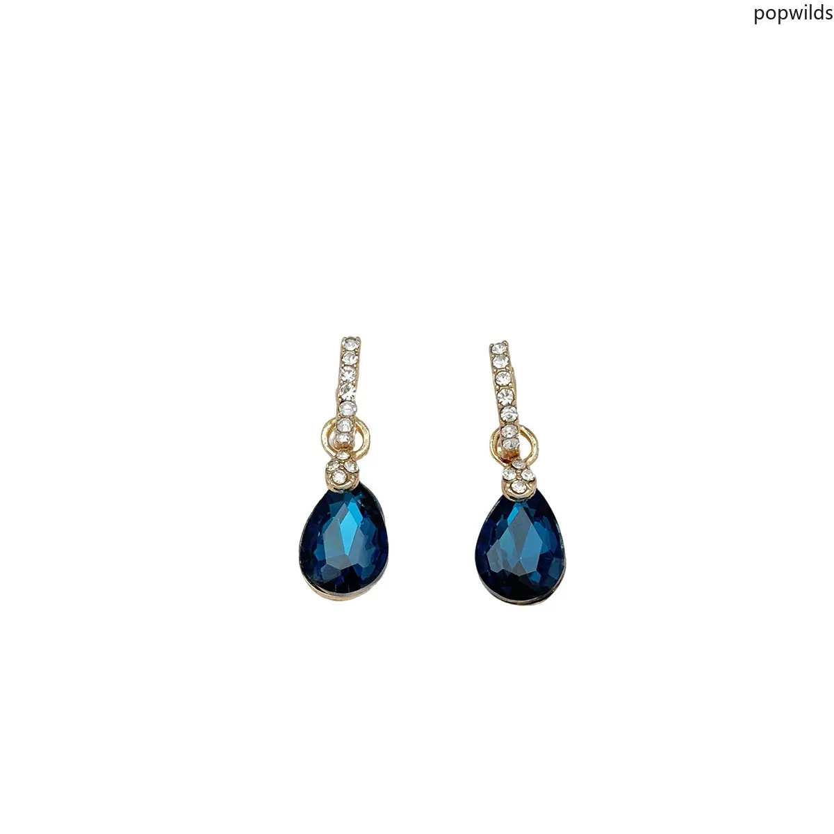 Elegant Blue Water Drop Copper Earrings for Women, Fashion Ear Buckles for Daily Wear, Party, and Engagement, Drop Earrings, Female, Versatile